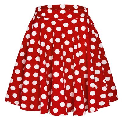 EXCHIC Women's Casual Stretchy Flared Midi Skater Skirts Basic A-Line Pleated Midi Skirt (XL, Polka Dot-3)
