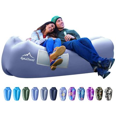AlphaBeing Inflatable Lounger - Best Air Lounger for Travelling, Camping, Hiking - Ideal Inflatable Couch for Pool and Beach Parties - Perfect Air Chair for Picnics or Festivals
