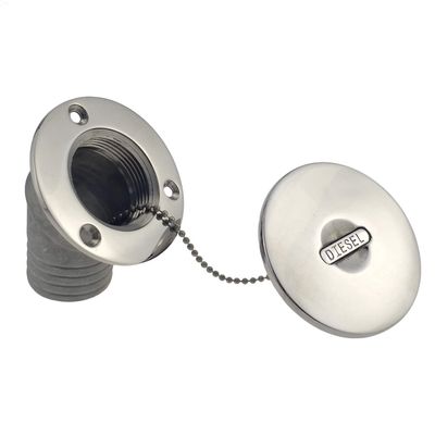 Boat Deck DEO Fill/Filler Cap Keyless - Angled Neck 1-1/2"(38mm) Marine 316 Stainless Steel