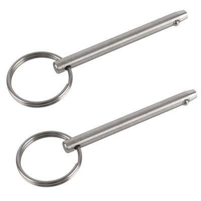 2 Pack Quick Release Pin, Diameter 1/4"(6.3mm), Overall Length 3"(76mm), Usable Length 2.4"(61mm), Full 316 Stainless Steel, Bimini Top Pin, Marine Hardware