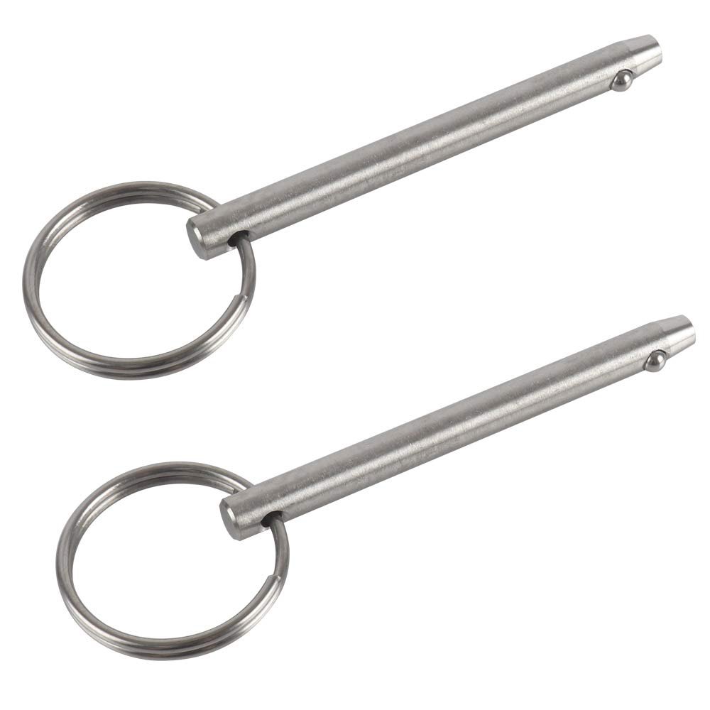 2 Pack Quick Release Pin, Diameter 1/4"(6.3mm), Overall Length 3"(76mm), Usable Length 2.4"(61mm), Full 316 Stainless Steel, Bimini Top Pin, Marine Hardware