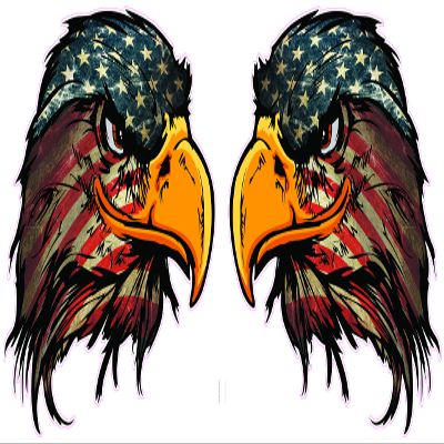 American Flag Eagle Head V3 Pairs Decal Comes in 5 Sizes (10" x 10")