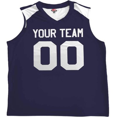 HARDKOR SPORTS Customized Basketball Jersey Mesh Shoulder Navy and White | Youth Large