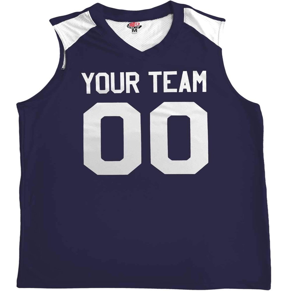HARDKOR SPORTS Customized Basketball Jersey Mesh Shoulder Navy and White | Youth Large