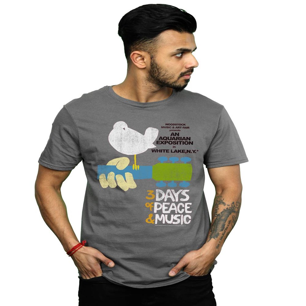 Absolute Cult Woodstock Men's Festival Poster T-Shirt Charcoal Medium