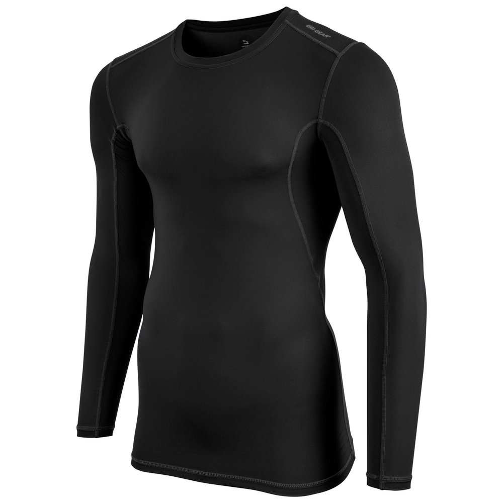 Champro Mens Long Sleeve Compression Shirt - Polyester Spandex, Black, Medium US