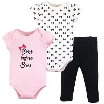 Little Treasure Unisex Baby Cotton Bodysuit and Pant Set, Bows, 0-3 Months