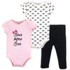Little Treasure Unisex Baby Cotton Bodysuit and Pant Set, Bows, 0-3 Months view 1