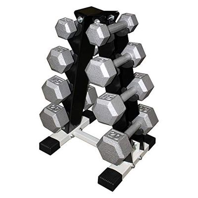 Ader Hex Cast Iron Grey Dumbbell Set (3,8,12,15+A Rack)