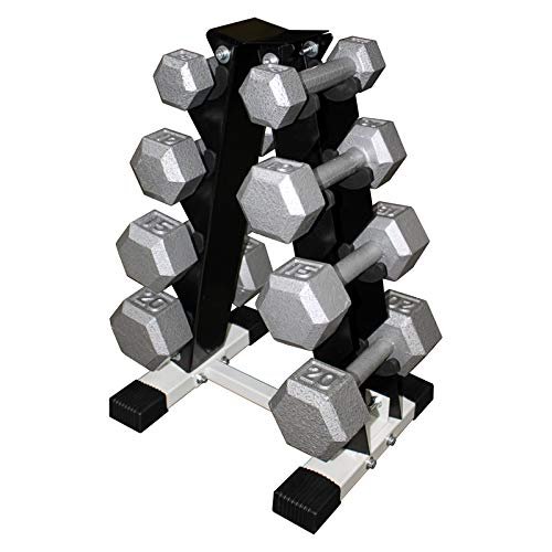 Ader Hex Cast Iron Grey Dumbbell Set (3,8,12,15+A Rack)