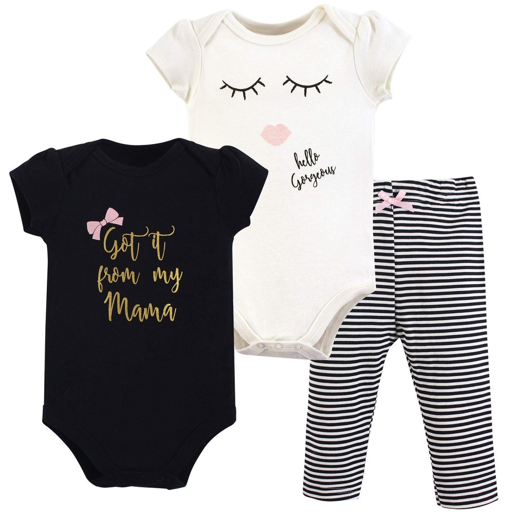 Little Treasure Unisex Baby Cotton Bodysuit and Pant Set, Mama, 0-3 Months