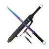 Tactical Master 3 Piece Stainless Steel Decorative Machete and Knife Set with Sheath  Outdoor Utility and Camping Display Collection for Adventure Enthusiasts and Collectors - Rainbow-24 view 1
