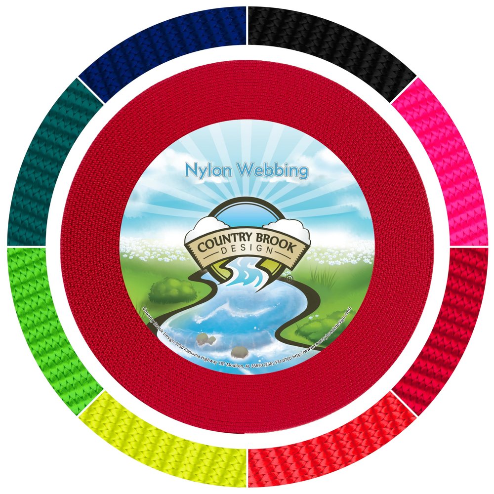 Country Brook Design - 1 Inch Red Reflective Nylon Webbing, 50 Yards
