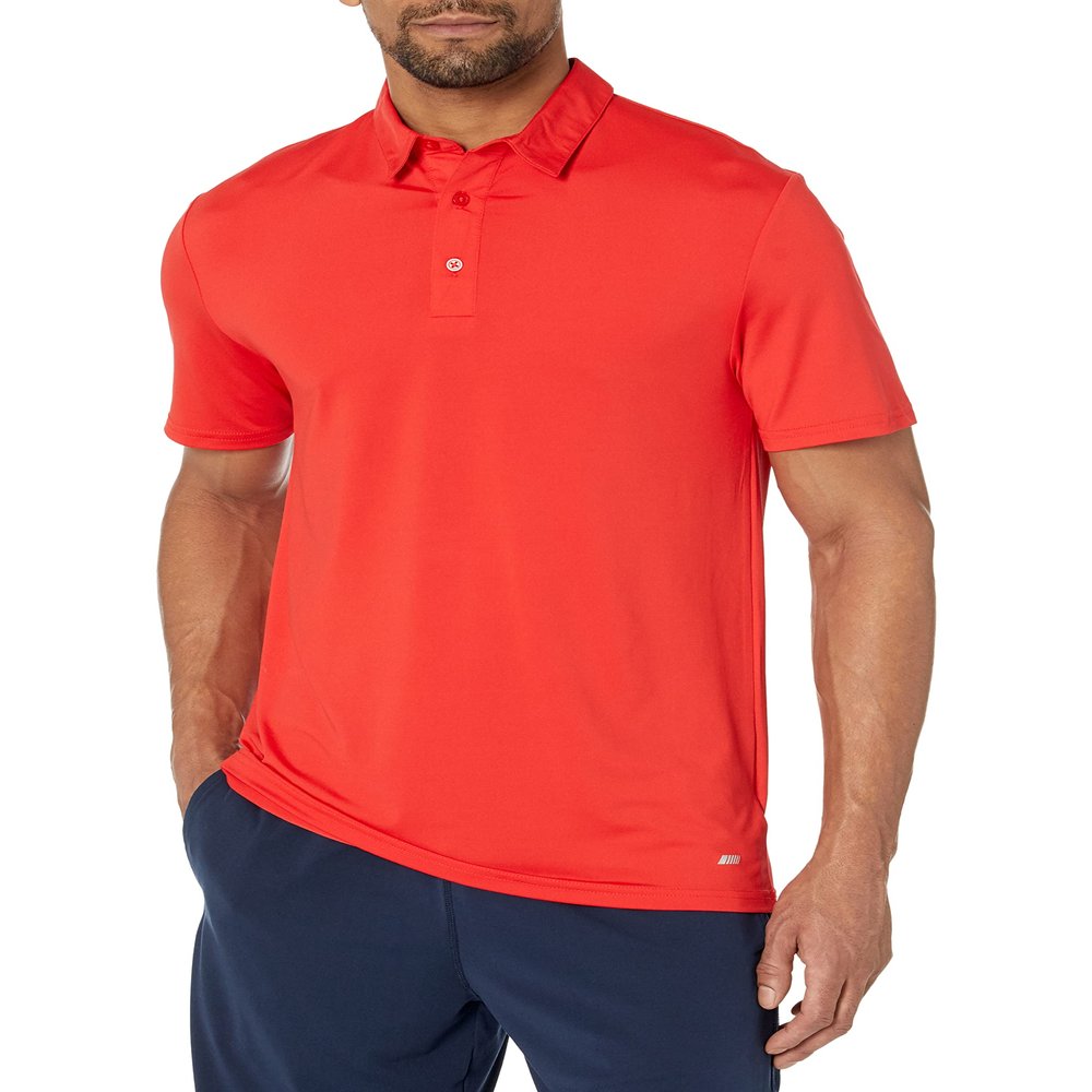 Amazon Essentials Men's Tech Stretch Polo Shirt Shirt, -Red, X-LARGE