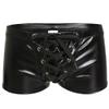 ACSUSS Fashion Men's Metallic Wetlook Drawstring Boxer Shorts Swim Trunks Underwear Black X-Large view 1