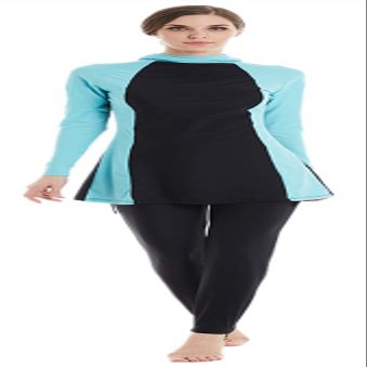 ShuoBeiter Women Muslim Swimwear Islamic Burkini Full Cover Hijab Modest Swimsuit (Blue, Intl S)
