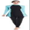 ShuoBeiter Women Muslim Swimwear Islamic Burkini Full Cover Hijab Modest Swimsuit (Blue, Intl S) view 1