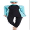 ShuoBeiter Women Muslim Swimwear Islamic Burkini Full Cover Hijab Modest Swimsuit (Blue, Intl S) view 2