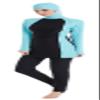ShuoBeiter Women Muslim Swimwear Islamic Burkini Full Cover Hijab Modest Swimsuit (Blue, Intl S) view 3
