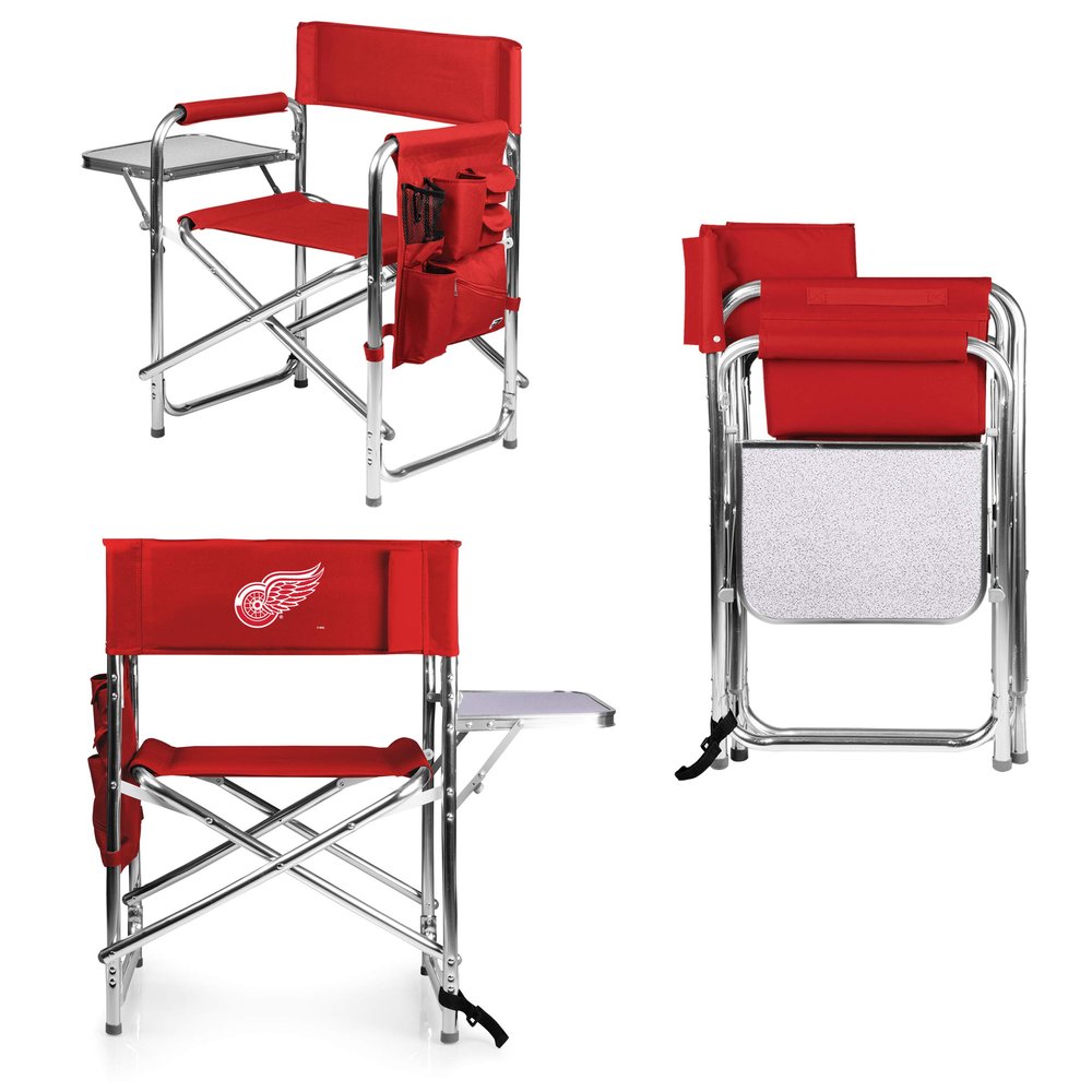 NHL Detroit Red Wings Sports Chair with Side Table - Beach Chair - Camp Chair for Adults