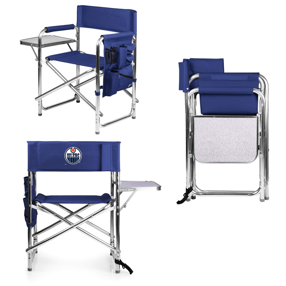 PICNIC TIME NHL Edmonton Oilers Sports Chair with Side Table - Beach Chair - Camp Chair for Adults