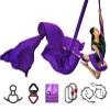 Deluxe Aerial Silks Equipment Set for Yoga, Acrobatics, Dance & Circus Arts (L:10m W:2.8m - Deep Purple) view 1