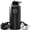 IRON FLASK Camping & Hiking Hydration Flask with Straw, Wide Mouth Insulated Stainless Steel Sports Water Bottle - 40 oz Midnight Black view 1
