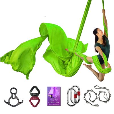 Deluxe Aerial Silks Set for Yoga, Acrobatics, Dance & Circus Arts (10m x 2.8m) - Grass Green