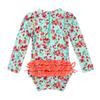 YOOJIA Infant Baby Girls Swimsuit One Piece Swimwear Long Sleeves Floral Printed Ruffled Rashguard Zipper Bathing Suit Light Green 18-24 Months view 2