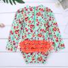 YOOJIA Infant Baby Girls Swimsuit One Piece Swimwear Long Sleeves Floral Printed Ruffled Rashguard Zipper Bathing Suit Light Green 18-24 Months view 4