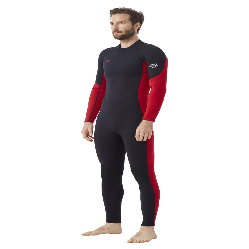 Hevto Wetsuits Men 3/2mm Neoprene Adult Long Sleeve Fullsuit Scuba Diving Wet Suit in Cold Water for Surfing Swimming Paddleboard (Men1-Red, XL)