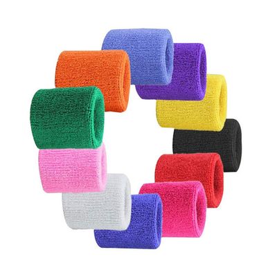 12pcs Colorful Wrist Sweatbands Athletic Cotton Terry Cloth Wristbands for Gym