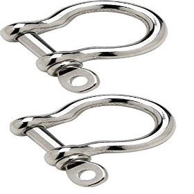 Two Marine Grade Stainless Steel Bow Shackles 3/16"