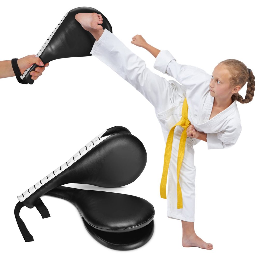 Taekwondo Kick Pads, Pack of 2 Professional TKD Kicking Training Karate Boxing Practice Pad Kickboxing Striking Target Pads Martial Arts Training Equipment for Children and Adults(Black)