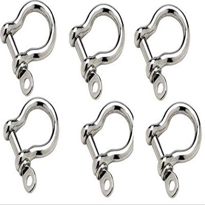 Six Marine Grade Stainless Steel Bow Shackles 1/8"