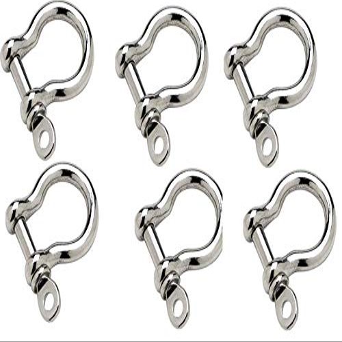 Six Marine Grade Stainless Steel Bow Shackles 1/8"