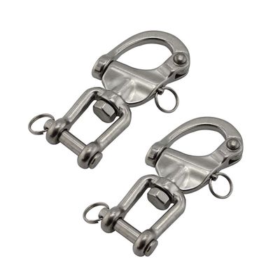 NRC&XRC Pair 5IN(128mm) Jaw Swivel Snap Shackle 316 Stainless Steel for Sailboat Spinnaker Halyard &Diving