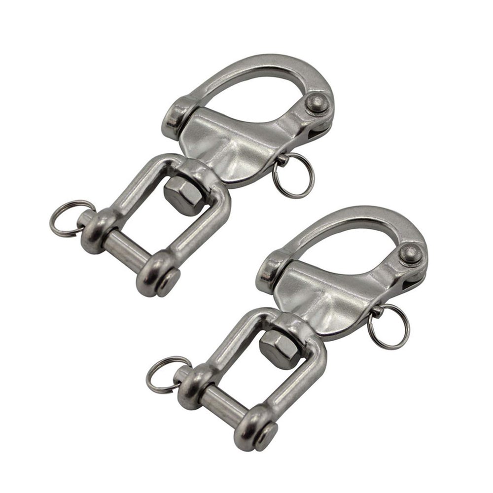 NRC&XRC Pair 5IN(128mm) Jaw Swivel Snap Shackle 316 Stainless Steel for Sailboat Spinnaker Halyard &Diving