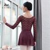 118141010 Lace Long Sleeve Ballet Leotards Girls Adult Leotard (M 165, Wine) view 2