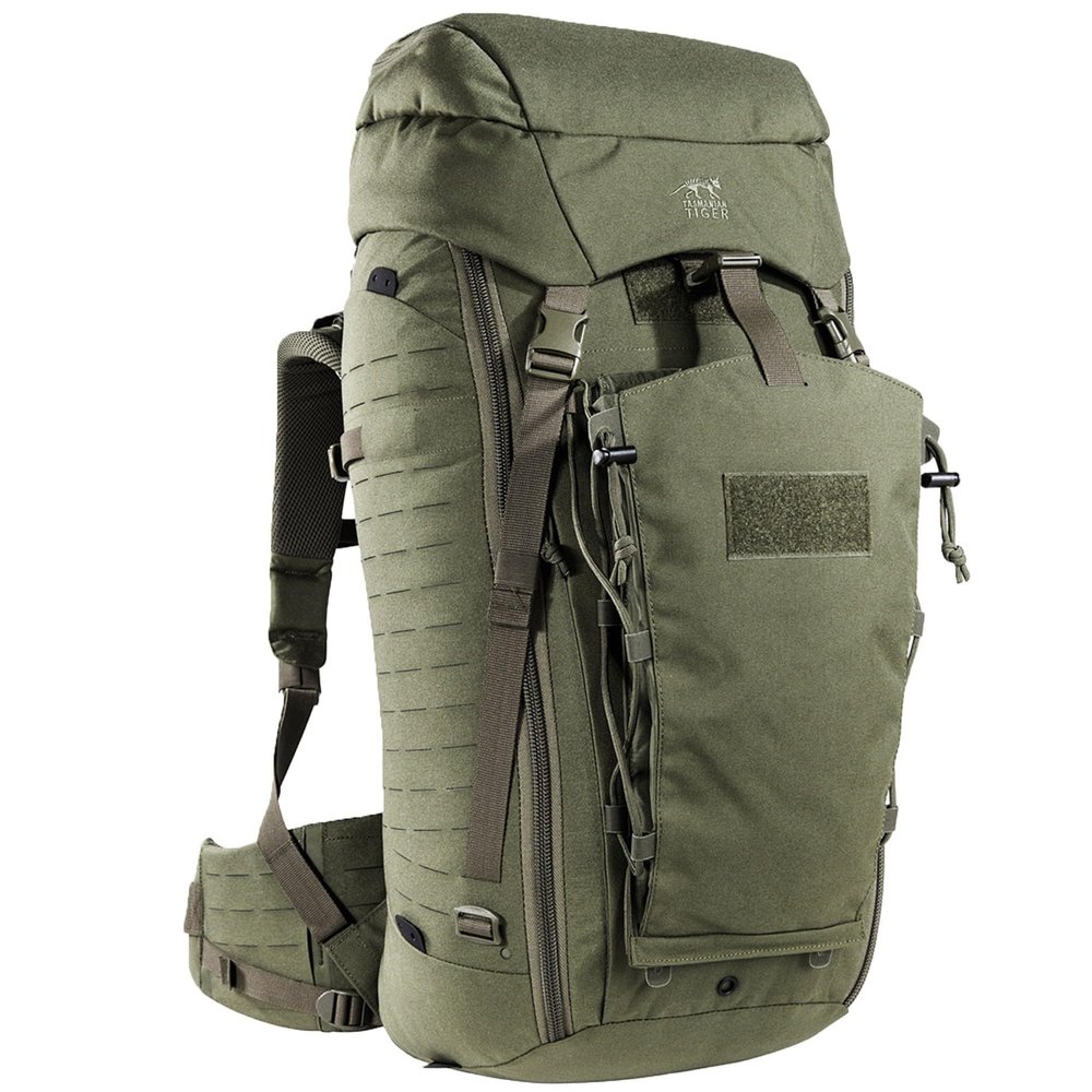 Tasmanian Tiger TT Modular Pack 45+ Molle Compatible Backpacker Trekking Backpack Lockable 50L Total Volume, olive, 45 Liter