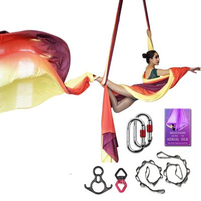 Aerial Silks Deluxe Equipment Set for Aerial Yoga, Aerial Yoga Hammock, Aerial Acrobatic,Circus Arts, Aerial Dance(L:10m W:2.8m (Gradual Change Red)