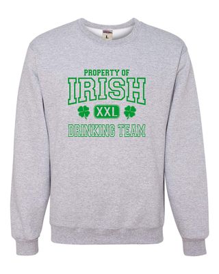 Go All Out X-Large Athletic Heather Adult Property Of Irish Drinking Team St. Patricks Day Sweatshirt Crewneck