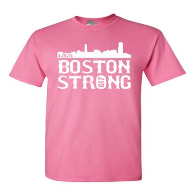 Boston Strong Skyline State Adult T-Shirt Tee (Large, Azalea)