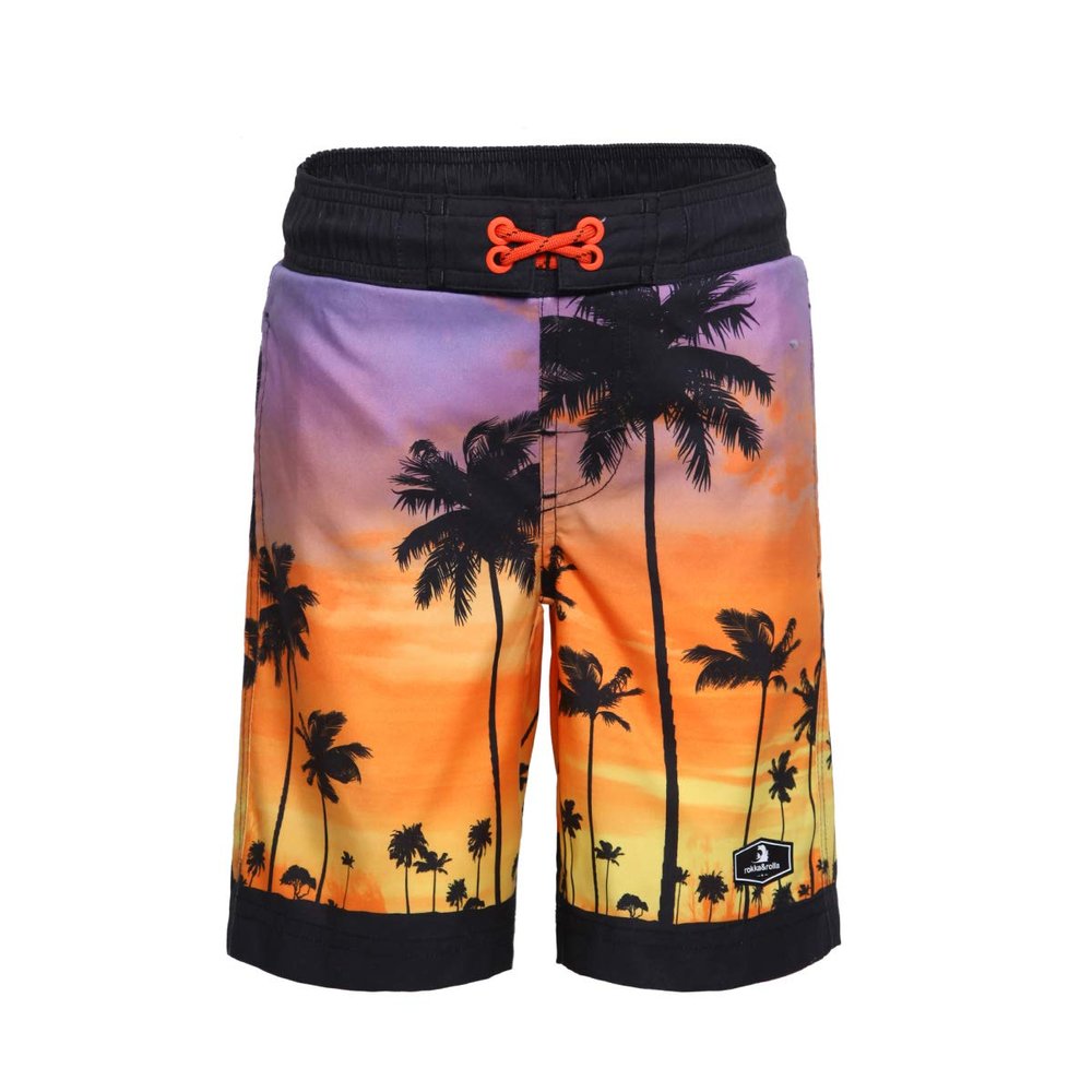 Rokka&Rolla Boys' Swim Trunks UPF 50+ Quick Dry Bathing Suit Swimwear Beach Shorts with Mesh Lining