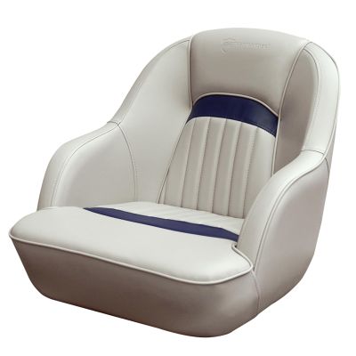 Seamander Pontoon Captains Bucket Boat Seat, 19.7H x 22.2L x 21.7D inches, Injection Molded Plastic Frame, Plush Foam Padding, Marine Grade Vinyl, 5x5 or 5x12 inch Mounting Pattern