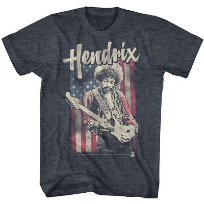 Jimi Hendrix 1960's Psychedelic Musical Icon USA Flag Distressed T-Shirt Tee