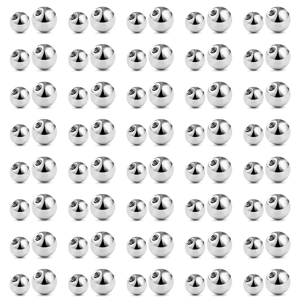 SCERRING 80PCS 16G 316L Surgical Steel Externally Threaded Replacement Balls Body Jewelry Piercing Barbell Parts for Women Men 3mm 5mm