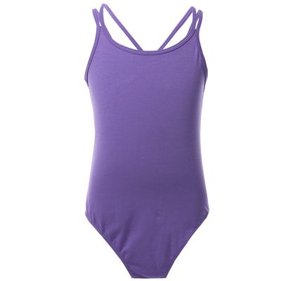 Alvivi Kids Big Girls Sleeveless Mock-Neck Mesh/Lace Splice Gymnastic Ballet Dance Leotard Dancewear Athletic Tank Tops (10-12, Cross Strap Purple)