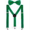 SATINIOR Suspender and Bow Tie Set 80s Clip on Suspenders for Men Women(Dark Green) view 1