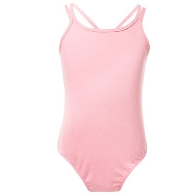 Alvivi Kids Big Girls Sleeveless Mock-Neck Mesh/Lace Splice Gymnastic Ballet Dance Leotard Dancewear Athletic Tank Tops (7-8, Cross Strap Pink)